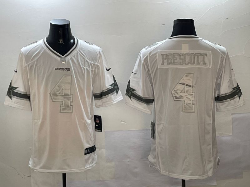 Men Dallas Cowboys #4 Prescott White platinum 2024 Nike Limited NFL Jersey style 1->dallas cowboys->NFL Jersey